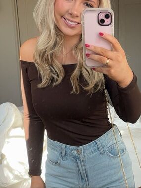 Old Navy Brown Off the Shoulder Top